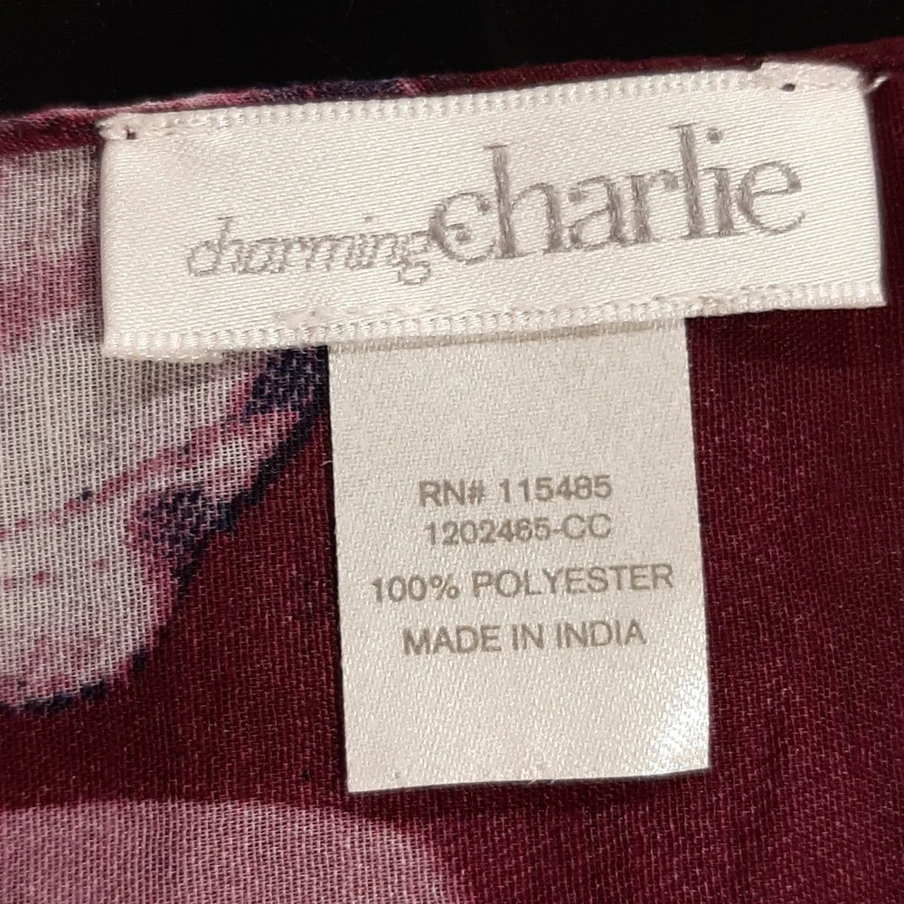 Lightweight Purple & Burgundy floral scarf - Picture 7 of 8